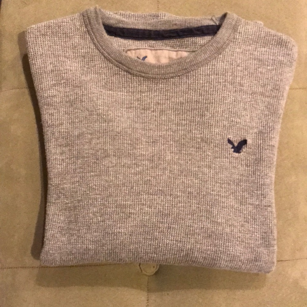 Men’s American Eagle grey waffle L/S shirt Sz L